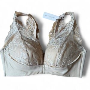 UNDERSTANCE Uplift Plunge Wireless Lace Bra Champagne Beige 36D